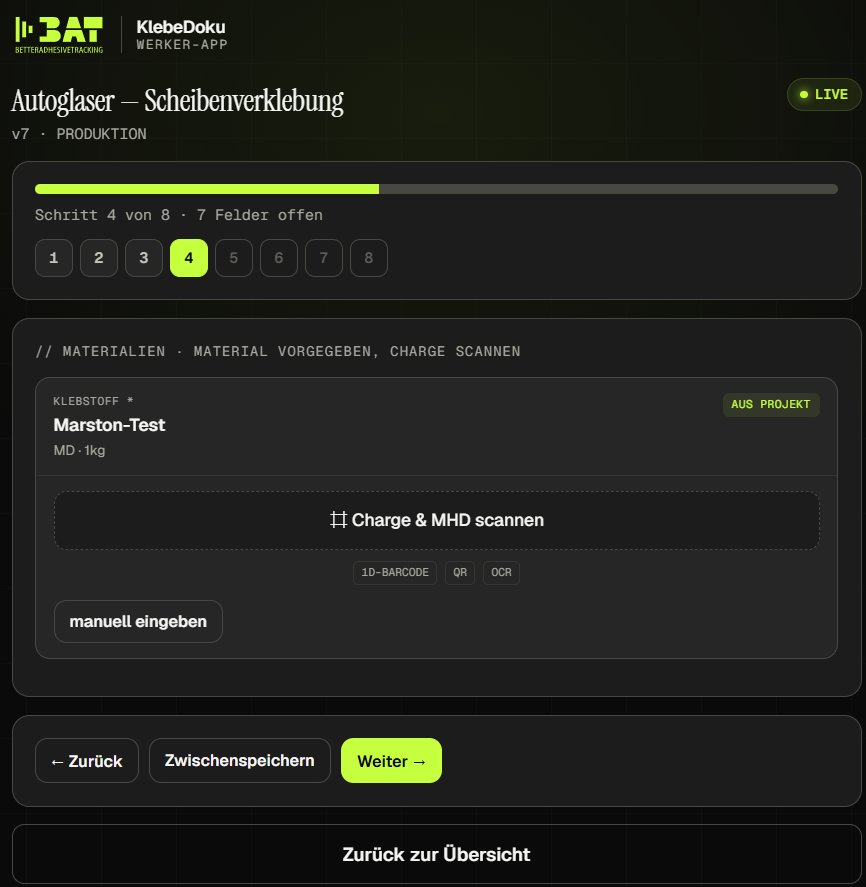 KlebeDoku WebApp — Werker-Wizard mit Material-Scan